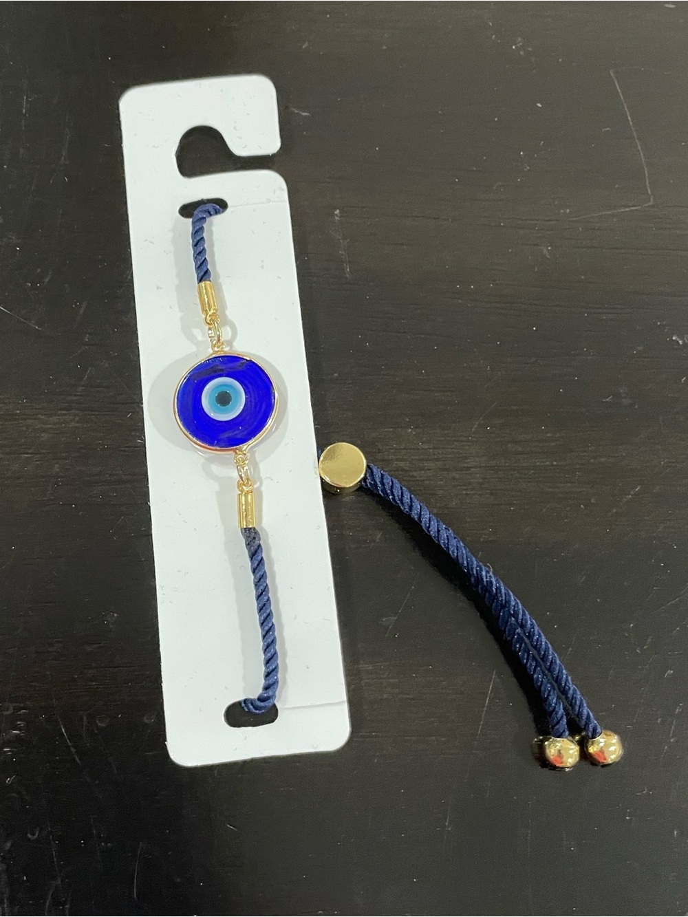 Blue Evil Eye Cord Bracelet with Gold Accents